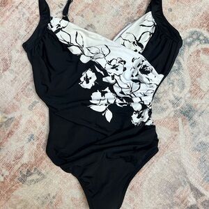 Miraclesuit Black and White Floral Swimsuit